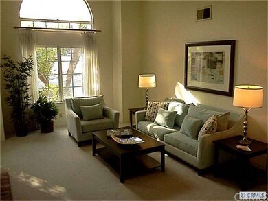 Living room with large fireplace