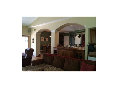 The great room opens to the kitchen and dinette.