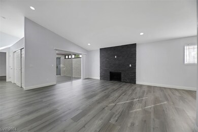 Stack stone fireplace