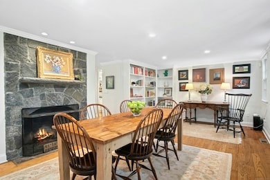 Formal Dining Room, with wood-burning fireplace.