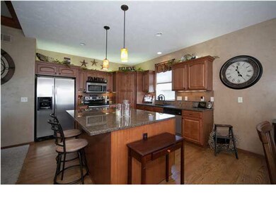 Large granite island and eating bar
