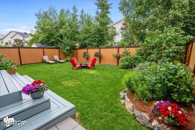 Back yard with apple tree