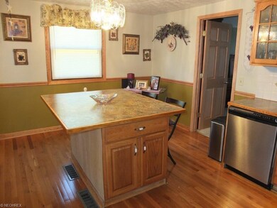 Kitchen has a large island with eating bar.
