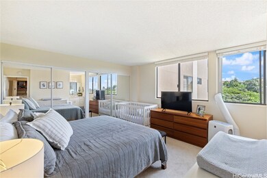 Large primary with a double closet and lush greene