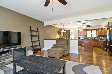Living room open to kitchen and dining room