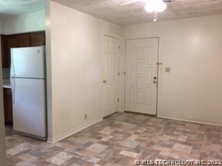 Eating space adjacent to kitchen.