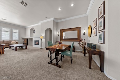 Expansive living/dining area with soaring ceilings