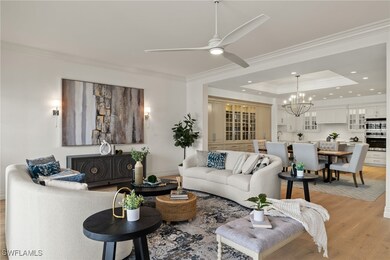 Great room with Legno Bastone hardwood floors, cro