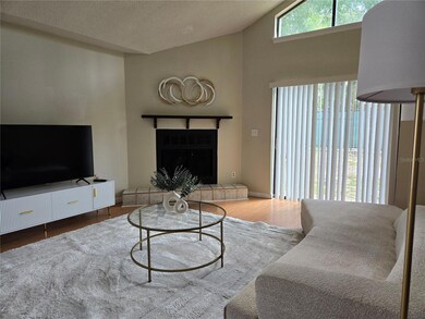 living room with fire place