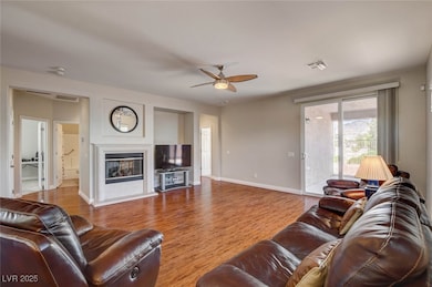 To the right of the fireplace is the master bedroo