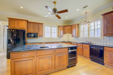 The stylish kitchen is the perfect spot to prepare