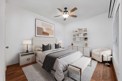 Primary bedroom, virtually staged.