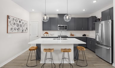 Kitchen with pendant lighting