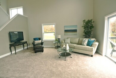 Great room with slider to new deck