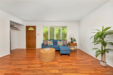 Living area with wood-type flooring