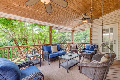 Large covered deck with ceiling fans 