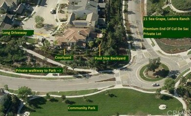 Aerial view, home circled in yellow, very private 