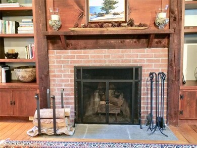 Stately brick hearth fireplace....