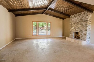 Wood beamed living room