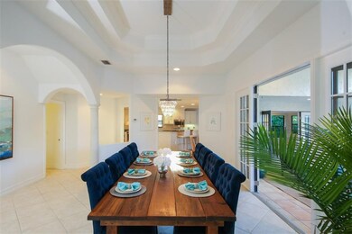 Dining area with French doors that open to outside