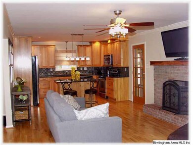 Charming wood-burning fireplace