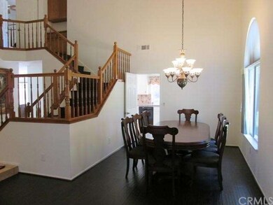 The dining room and cathedral ceilings
