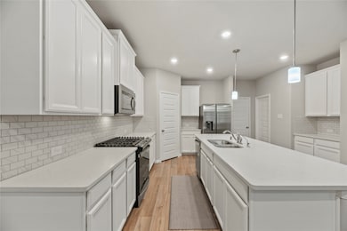 Crisp white cabinets provide a clean and timeless
