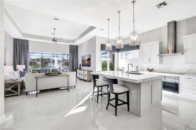 Large quartz counter leading to family room