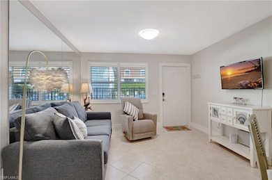 View of tiled living room