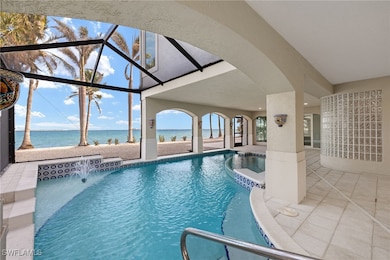 View of swimming pool with a water view and a swim