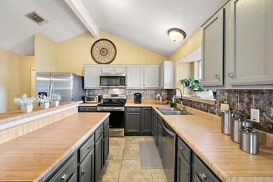 View from breakfast area highlighting plenty of cabinet space