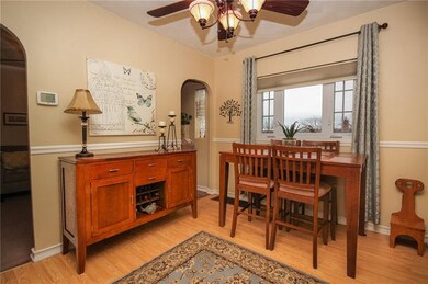 Dining Room features chair rail, stylish ceiuling 