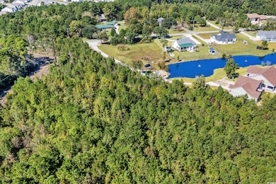 Aerial view of property and surrounding area featuring a nearby body of water and a forest