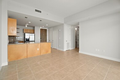 A view toward the kitchen and front door from the