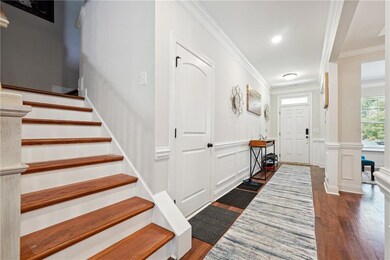 Entryway featuring dark hardwood / wood-style floo