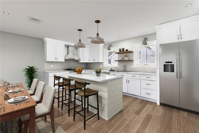 Virtually staged kitchen.