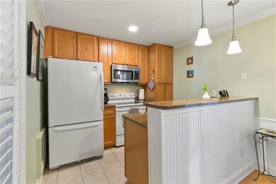 Open kitchen with refrigerator, range/oven, microw