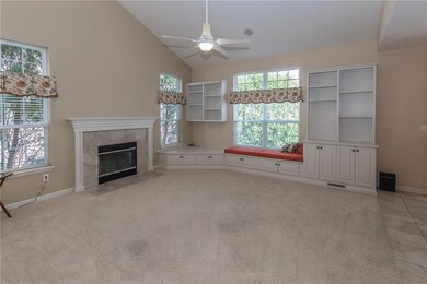 GREAT great room with gas fireplace and built ins
