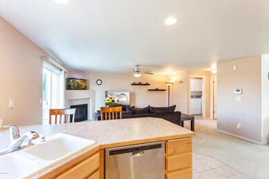 kitchen opens to family room