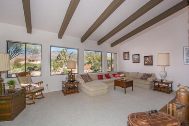 Beamed Ceiling & View Windows in Living