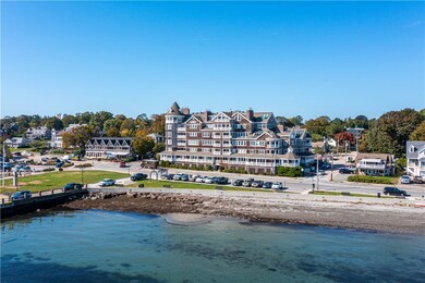 Aerial view of The Bay View condominiums from the