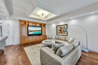 Family room with beautiful ceiling details.