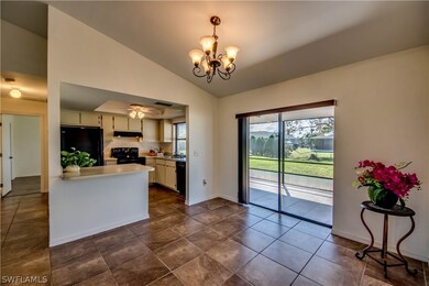 Stackable sliders in dining room disappear behind the wall and open to a spacious screened lanai. Dining room measures appx 9'x9'.
