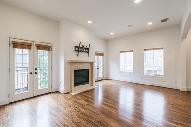 View of the living room from the powder room.