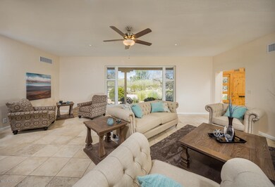 Living Room with  Travertine  Tile