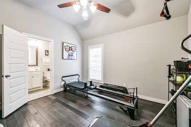 Guest room #1 is being used as a workout area, but