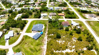 Aerial perspective of suburban area with property