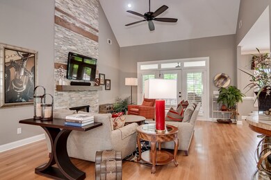 Great room with vaulted ceilings