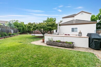 A large backyard, this is one view of the outdoor kitchen area