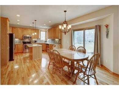 The dining room and kitchen are connected and also